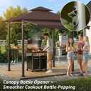 CHARMELEON 8x8 FT Grill Gazebo, Grill Canopy with Big Awning&2 Side Shelves&6 Hooks&Bottle Opener, Powder-Coated Steel BBQ Shelter for Patio Backyard Outdoor Grilling-Brown