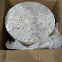 PEMAR Mother of Pearl Cylinder Drum End Table Nacre Side Stool Round Accent Table Coffee Bedside Nightstand and Vanity Stool 13" Diameter x 19.3" High Pearl White & Cream