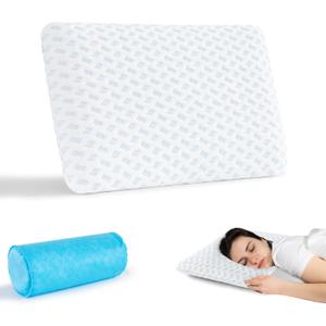 Ultra Thin Pillow 2.75" cooling Memory Foam Pillows for Stomach Sleeping, Gel Infused Slim Pillows for Side Back Stomach Sleepers, Travel Pillow, Bed Pillow Neck support, Washable Cover Standard Size (White (1 Pack))