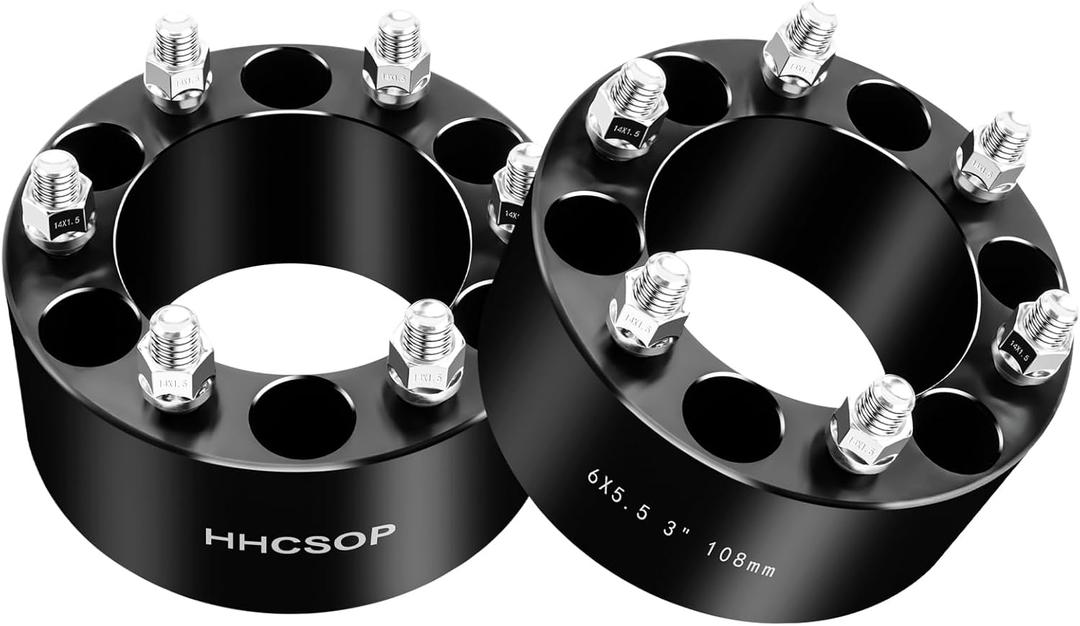 HHCSOP 6x5.5 Wheel Spacers 3" (75mm) Bore 108mm with M14x1.5 Studs for Chevy Silverado Suburban Avalanche Express Tahoe Astro GMC Sierra Savana Yukon Safari Escalade, 2PCS 6x139.7mm Wheel Adapter