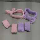 6Pack Headband and Wristband Set for Washing Face, Spa Skincare Makeup Headband, Soft Puffy Hair Band Bow Tie, for Women and Teen Girl Trendy Stuff Gifts (Pink+purple)