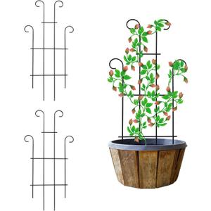 2 Pack Black Coated Wave Pot Trellis Panel 31'' Plant Stakes for Climbing Plants Outdoor Roses Vines Flower Vegetable Supports