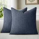 a moment Dark Blue Chenille Throw Pillow Covers 20x20 Inch Pack of 2 Modern Decorative Throw Pillow Covers Farmhouse Cross Covers Home Decor for Sofa Bedroom Living Room
