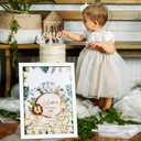 Unittype 71 Pcs 15.8 x 11.8 x 0.6inch Baby Shower Guest Book Alternative with 70 Wood Slices Set Baby Shower Decoration Photo Frame Signature Keepsakes for Birthday Table Centerpiece(Green,Animal)