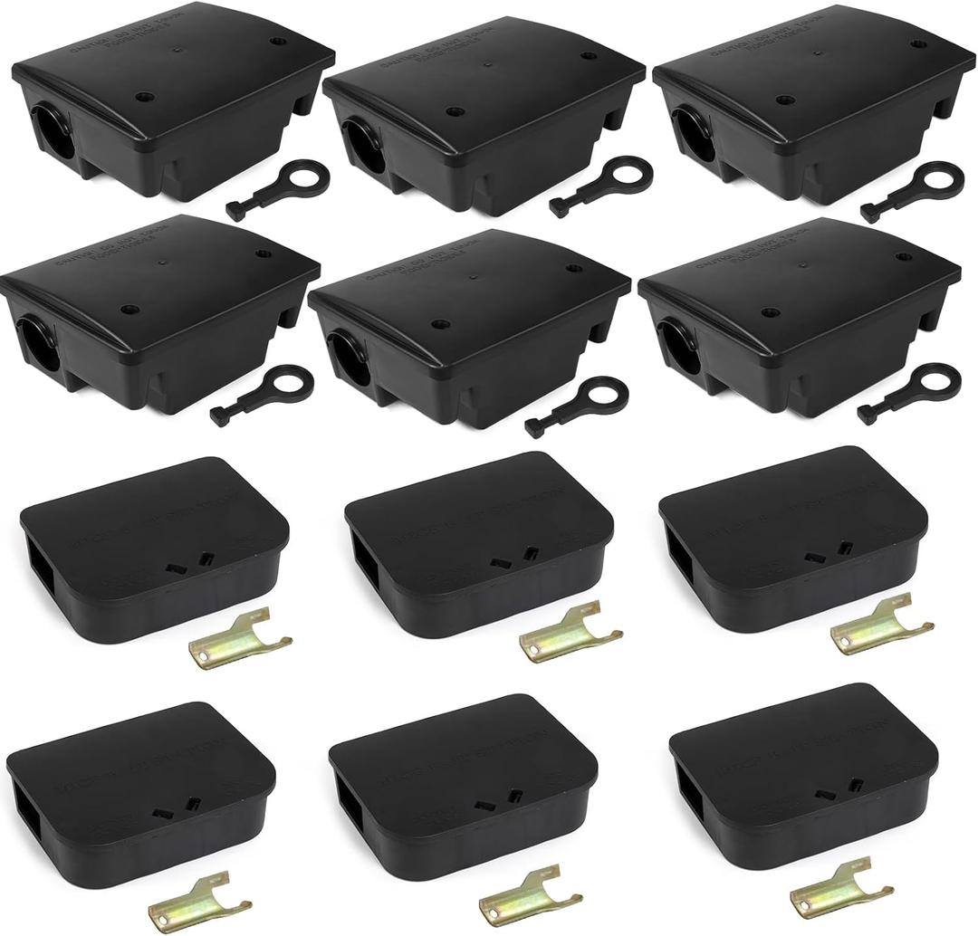 12 Pack KeyRequired Rat Bait Stations & Mouse Bait Stations 6 Large & 6 Compact, Lockable WeatherResistant Plastic for Indoor & Outdoor Pets Safe