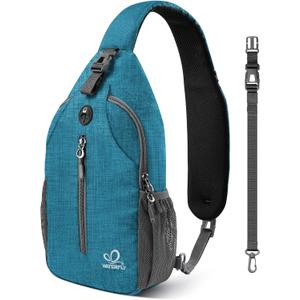 WATERFLY Small Hiking Sling Bag: Crossbody Sling Backpack Chest Bag Daypack for Men Women with Skin-Friendly Shoulder Strap (Teal)