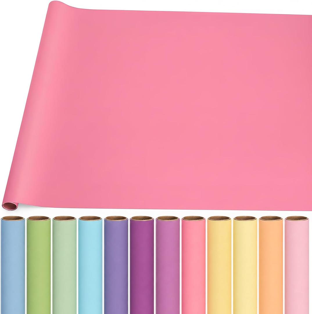 Breling 12 Rolls 47.2" x 12 ft Colored Bulletin Board Paper, Pastel Color