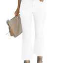 LOOKUB Women's High Waisted Crop Flare Jeans for Women Cropped Bell Bottom Jeans for Women Denim Pants with Live Hem A White L