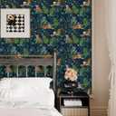 2 x VaryPaper Jungle Tiger Peel and Stick Wallpaper Tropical Leaf Wallpaper for Bedroom Bathroom Self Adhesive Removable Animal Wall Paper Decorative Contact Paper for Walls Cabinets Drawers 17.7''x78.7'' (Navy Blue, Green, Orange)