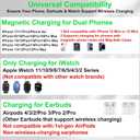 Dual Phone Wireless Charging Station for Apple Devices, Magnetic Charging Station for iPhone with Auto Switch 7-Color Light&Clock,Family Watch Charger for iPhone17 for iWatch11 for AirPods Pro3(Purple