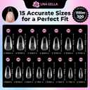UNA GELLA Almond Nail Tips Medium 15 Sizes 300PCS Pre-Etched Gel Acrylic Nail Tips Almond Shape Easy Salon Press On Nails Long-Lasting Hold Full Cover Fake False Nails Snug Fit