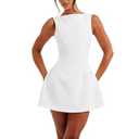 BNGD Women's Backless Vest Basic Dress Sexy Slim Short Dress, White, 