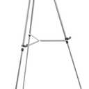 U.S. Art Supply 66" High Classroom Silver Aluminum Flip Chart Easel & Presentation Stand - Adjustable Floor/Tabletop, Portable Tripod, Holds 25 lbs., for Chart Paper, Poster Boards, & Pads