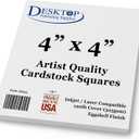 Premium White Cardstock Squares - Ultra Thick Artist Drawing Quality Eggshell Finish - For Spin Art Refill, Sketching, Charcoal, Watercolor, & Painting (4" x 4", 100 Pack)