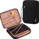 FINDCOZY Bible Cover for Women, Durable Carrying Book Case Church Bag for Biblical Accessories with Handle and Zippered Pocket, for Scriptures, Black (Medium)