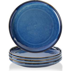 Ceramic dinner plates set of 4, Large Dinnerware Plates & Salad plates for party and wedding, Microwave safe porcelain plates set, 10 Inch (Royal Blue)