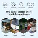 Half-frame Women's Multifocal Reading Glasses TR90 Photochromic Progressive Reader Anti-Blue Light Computer Glasses (Black)