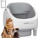 Self Cleaning Litter Box, Automatic Cat Litter Box with APP Control, Odor-Free Waste Disposal Includes Trash Bags, Large Waste Bin, Open-Top, for Multiple Cats, Light Grey