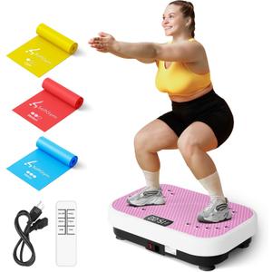 Vibration Plate Exercise Machine for Lymphatic Drainage,Softgym Power Vibrate Stand Shake Board 450 Lbs Capacity Whole Body Workout Waver with Fitness Resistance Bands Weight Loss Gifts for Women Men