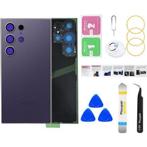 Back Glass Replacement for Samsung Galaxy S24 Ultra with Professional Repair Tool Kit (Titanium Violet)