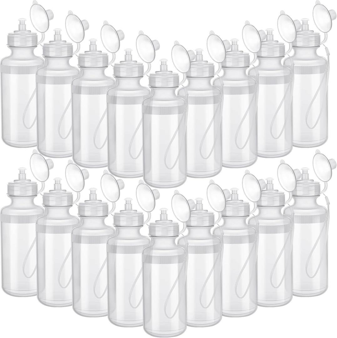 Zubebe 36 Pcs Sport Water Bottles Bulk 21 oz Squeeze Reusable Bpa-free Plastic Water Bottle with Nylon Strap Leak Proof Blank DIY Cup for Travel Hiking Cycling Sport Event Team Gift (Clear White)