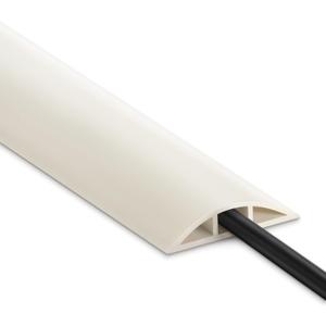 4FT Cord Cover Floor, Beige Cord Hider Floor, Extension Cable Cover Power Cord Protector Floor, Cable Management Hide Cords on Floor- Soft PVC Wire Covers - Cord Cavity: 0.47" (W) x 0.24" (H)