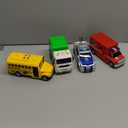 JOYIN 4 Pcs 7" Long Vehicle Toy Set, Toddlers Cars with Lights and Siren Sound, Including Play Police Car, School Bus, Garbage Truck, Ambulance, Birthday Party Gifts Toys for Boys 3-5