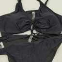 Daci Women's Plus Size Triangle Bikini Set, Sexy Tie Front Two-Piece Swimsuit (Black, 18W)