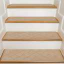 Stair Treads for Wooden Steps Indoor, 7 Pack 8" X 30" Non Slip Carpet Stair Treads with Reusable Adhesive for Kids Elders and Dogs, Surface Polyester TPR Backing Stair Rugs, Beige