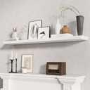 Fun Memories Floating Shelves 55 Inch Long, 9.3 Inch Deep Classic Crown Molding Floating Shelves for Wall, Rustic Wooden Shelves for Wall Decor Bathroom, Kitchen, Office, (White, 1Pack)