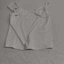 PINKMSTYLE Womens Double Lined Spaghetti Strap Tank Top Scoop Neck Sleeveless Basic Cami Shirts White Small