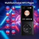 MP3 Player with Bluetooth - Portable Music Player for Kids - with Built-in HD Speaker, Voice Recorder, HiFi Sound, E-Book, Included Earphones,Supports up to 128GB(Memory Card Not Included)-Black