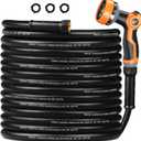 Garden Hose 100FT 5/8", Water Hose with Nozzle, Heavy Duty Flexible Puncture Outdoor Hose for Yard and RV, 100ft Male to Female Fittings, Burst 600 PSI