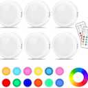 Cadrim Puck Lights, 13 Colors Changeable LED Puck Lightings, LED Lights for Bedroom, Under Cabinet Lights, Under Cabinet Lighting with 2 Wireless Remote Controls for Kitchen(6 Pack) (Multicolor)