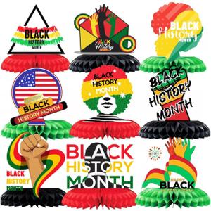 Black History Month Party Honeycomb Centerpieces For African American Table Decorations,African American History Celebration Centerpieces Party Supplies (Style 1)