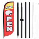 8ft NOW OPEN Feather Flag Kit for Business with Pole and Ground Stake