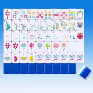 My Mahjong Trove 160 Deep Blue Engraved American Mahjong Game Set with Carrying Bag and Accessories, 1.2’’ Mahjong Tile Set