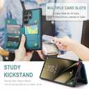 Vinich for Samsung Galaxy S25 Ultra Wallet Case with Card Holder, RFID Blocking Credit Slots Kickstand Shockproof Phone Cover Fit for Galaxy S25 Ultra 6.9" Bluish Green