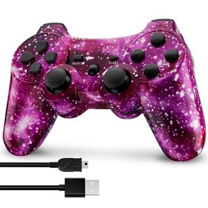 Kujian Controller for PS3, Wireless Controller for Playstation 3 6-axis Dual Vibration Gaming Controller with Charging Cord (Galaxy)