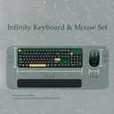 x UBOTIE Colorful Wireless Keyboard and Mouse, Full-Sized Office Keyboard with Typewriter Flexible Keys, 2.4GHz Dropout-Free Connection, Wrist Rest, Optical Mouse for PC Laptop(Black Green)