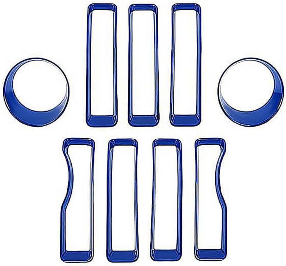 Grille Grill Insert+Headlight Turn Light Cover Compatible with 2018-2023 Jeep Wrangler JL JLU Sport/Sport S Only, Not for Sahara,Rubicon 4xe(Blue)