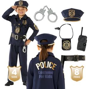 Morph Police Officer Costume For Boys, Kids Cop Outfit, Police Costume For Children, Fun Dress-Up Role Play (10-12 Years)