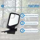 Right Passenger Side Door Mirror Compatible With 2021 2022 2023 2024 2025 2026 Ford F150 With Power Glass Manual Folding Heated Temperature Sensors Matte Black Replace#ML3Z17682UA(7 Pins)