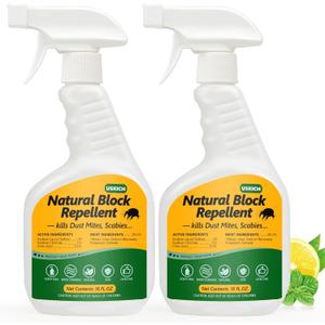 Mite Treatment Spray 16 oz Kills Dust, Spider, Carpet, Bird, Mouse & Rat Mites for Home, Furniture, Bedding Natural | Non-Toxic| Effective Child & Pet Safe