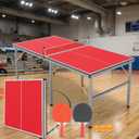 Foldable Ping Pong Table, 6FT Mid-Size Table Tennis Game Set,Portable Ping Pong Tables with Net, 2 Table Tennis Paddles and 3 Balls,Instant Setup,No Assembly Required