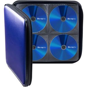 SANWA 160 Capacity CD Case, Large CD Sleeves, Portable DVD VCD Storage Box, Portable Zipper Bag, EVA Protective Blu-ray Wallet with Handle, for Car, Home, Office, Games Disc, Audio Music, Blue