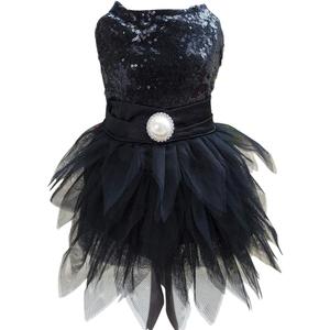 Tangpan Beam Waist Christmas Pet Costume Dog Dance Skirt Satin Camp Party Dress (XX-Large, Black)