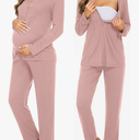 Ekouaer Nursing Pajama Maternity Pajamas Labor Delivery Pjs Printing Long Sleeve Breastfeeding Pajamas Pregnancy Sleepwear Mauve M