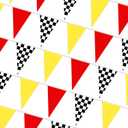 MARFOREVER 100 FT Racing Car Party Decorations Red Yellow Black White Checkered Racing Flag Banner Race Triangle Pennant Bunting for NASCAR Car Theme BirthdayBBQ Bar Party Decorations 17.7 x 11.8 inch