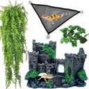 kathson Bearded Dragon Tank Castle Decorations, Reptile Hammock Reptiles Habitat Resin Hideouts Cave Decor Terrarium Accessories for Lizard Snake Chameleon Gecko Hermit Crabs (4 Pcs)